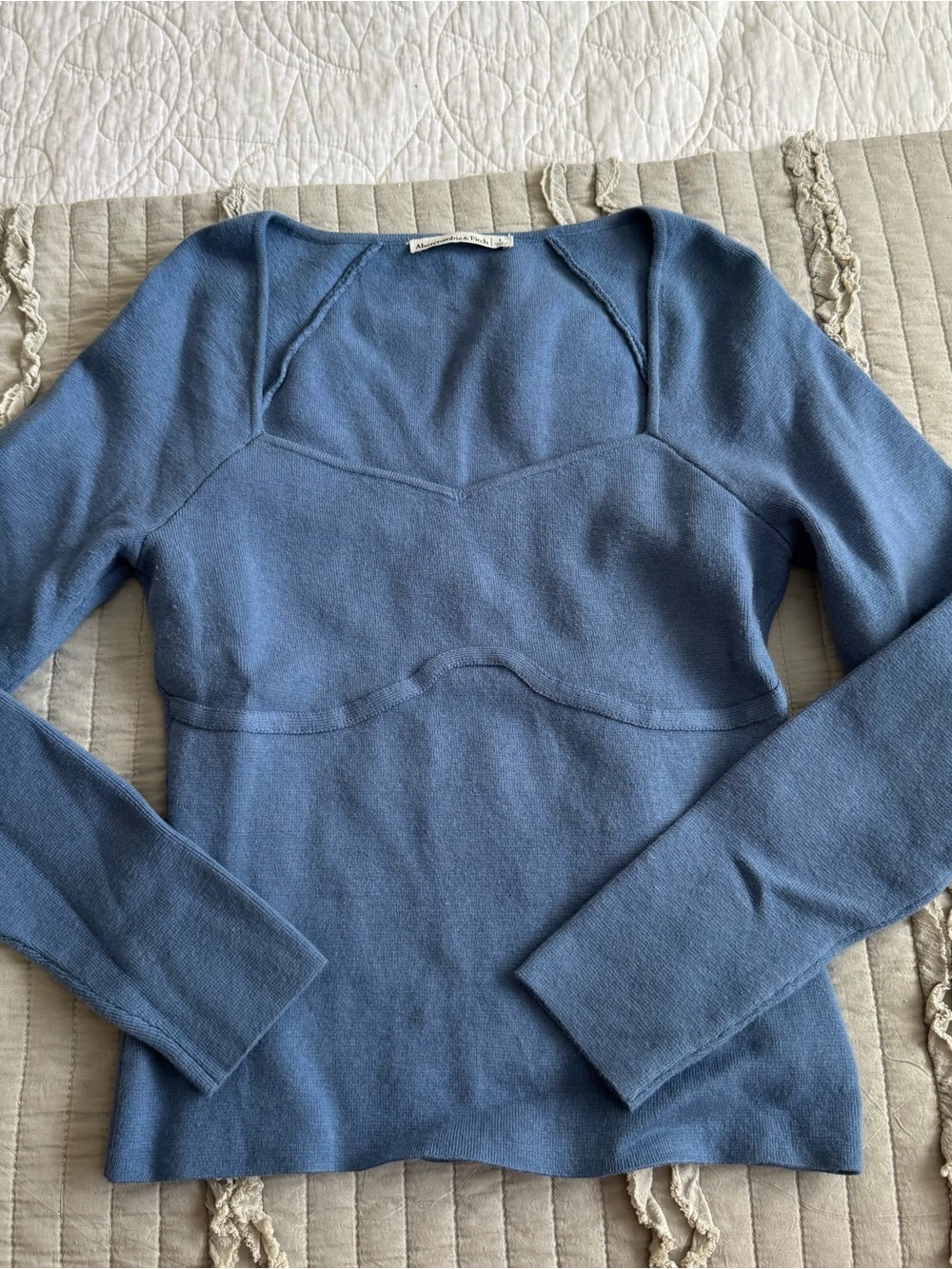 Abercrombie & Fitch Slate Blue Scoop Neck Knit Sweater